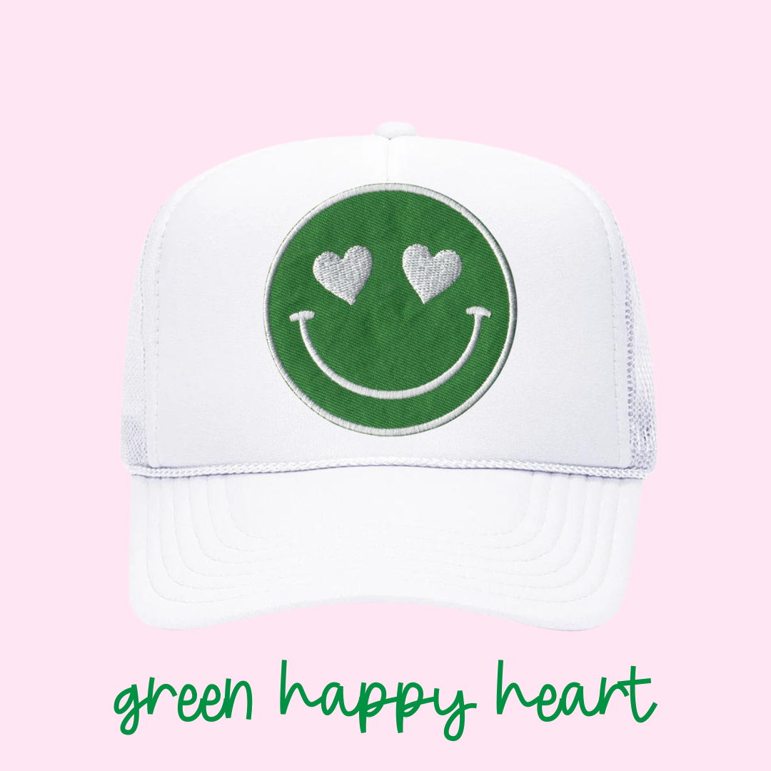 Green Heart Eyes Happy Heart Trucker Hat