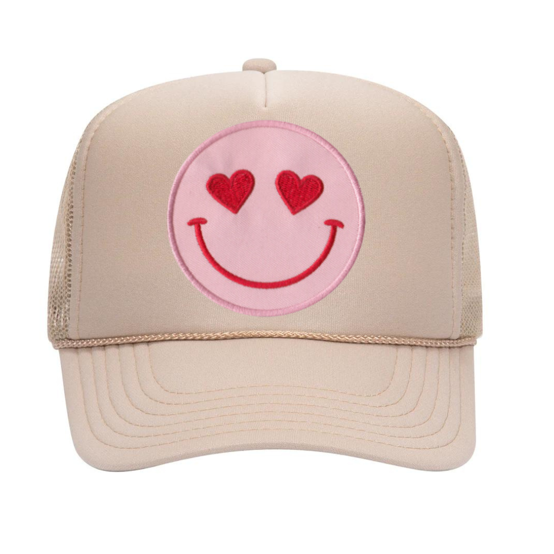 Happy Heart Trucker Hat by Confettees - Khaki