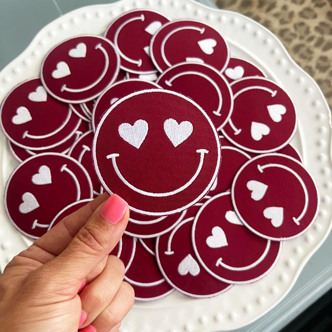 Team Color Happy Heart Patches - Maroon (10)