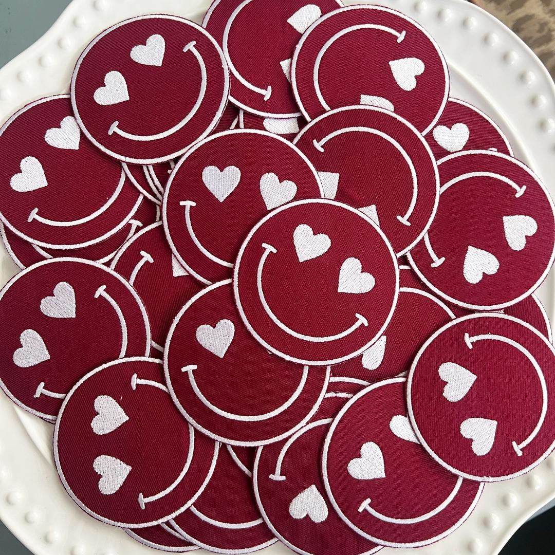 Team Color Happy Heart Patches - Maroon (10)