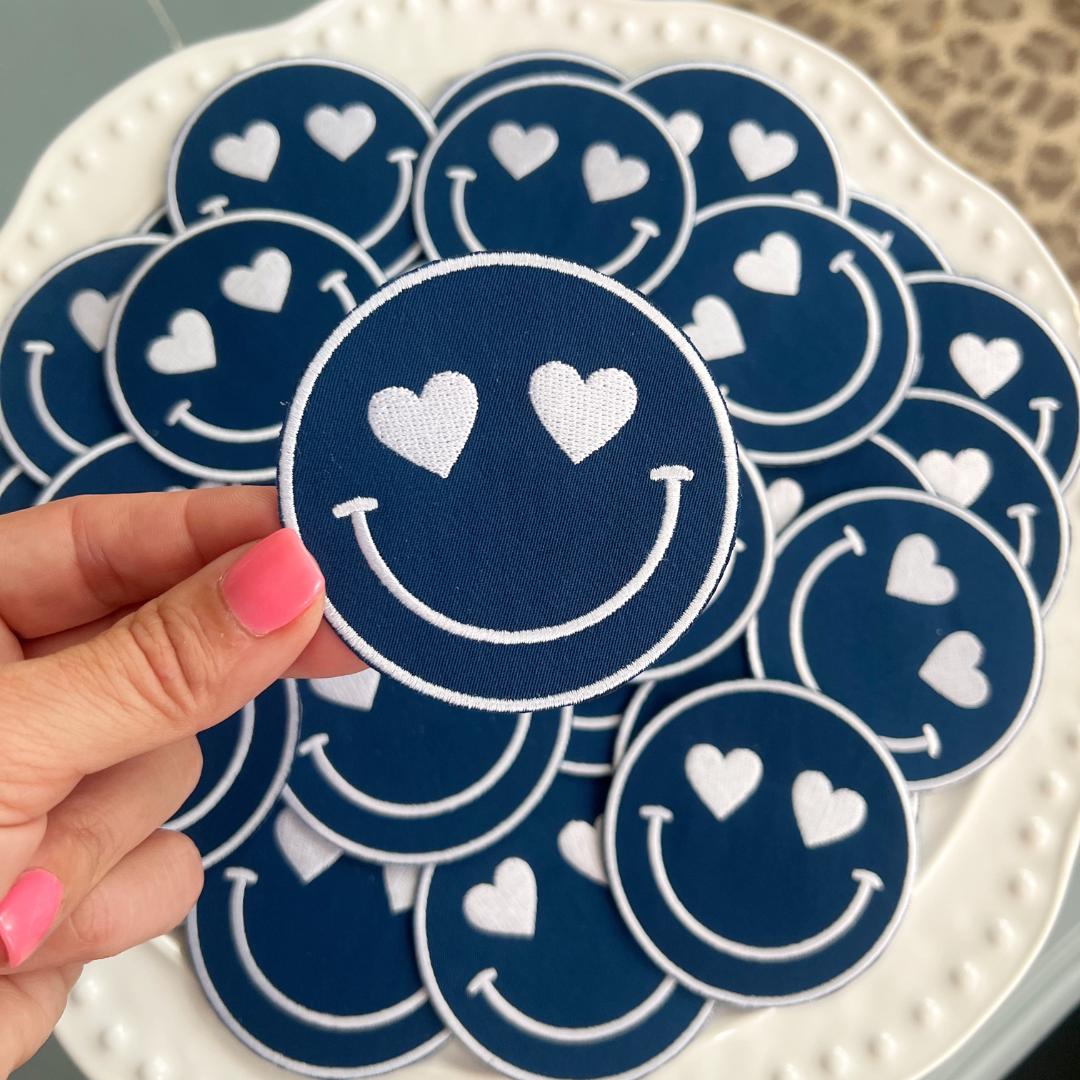 Team Color Happy Heart Patches - Navy (10)