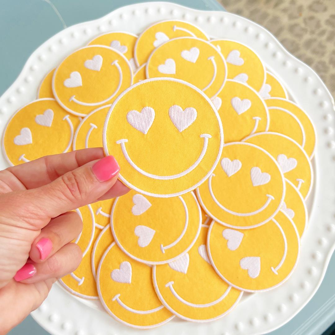 Team Color Happy Heart Patches - Yellow (10)