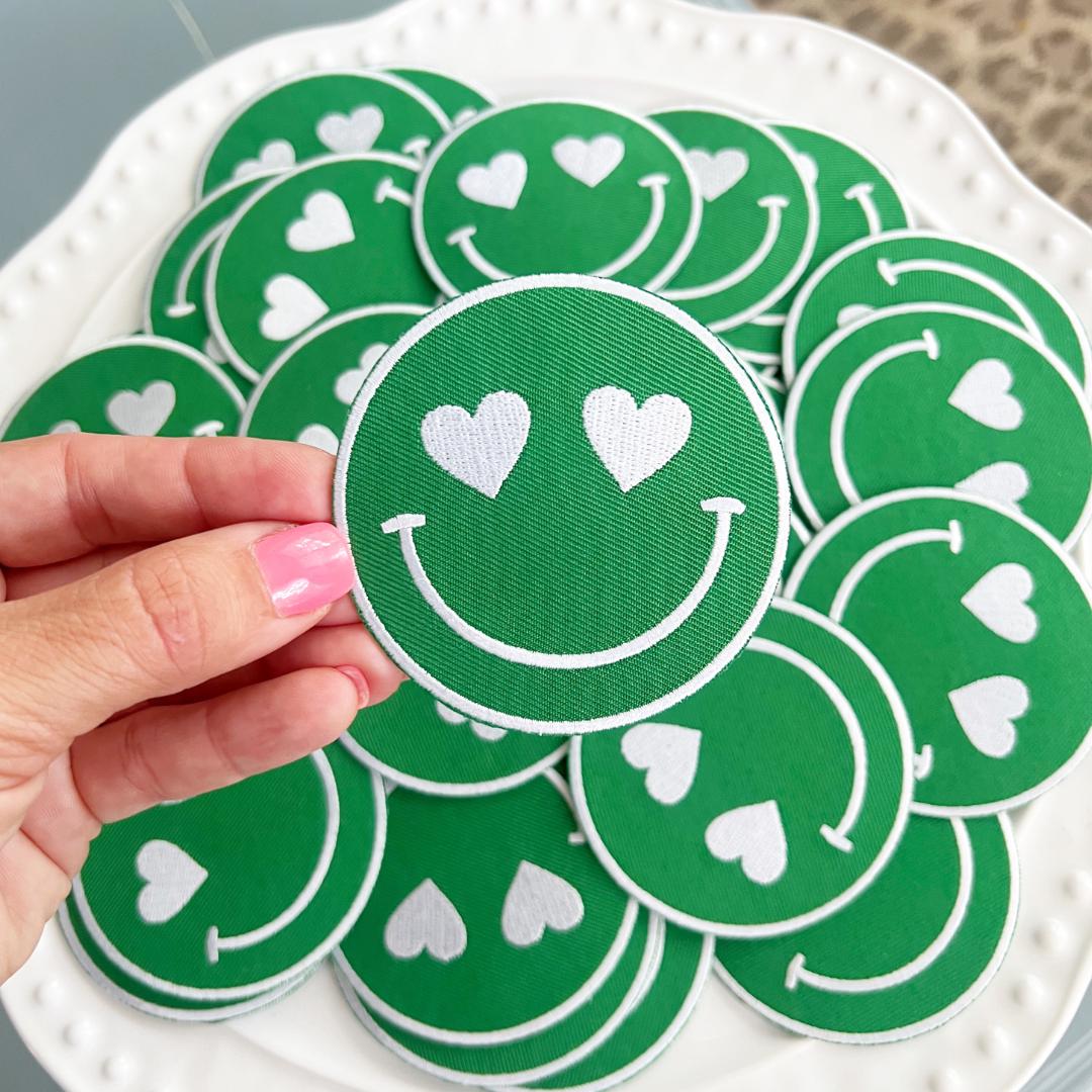 Team Color Happy Heart Patches - Green (10)