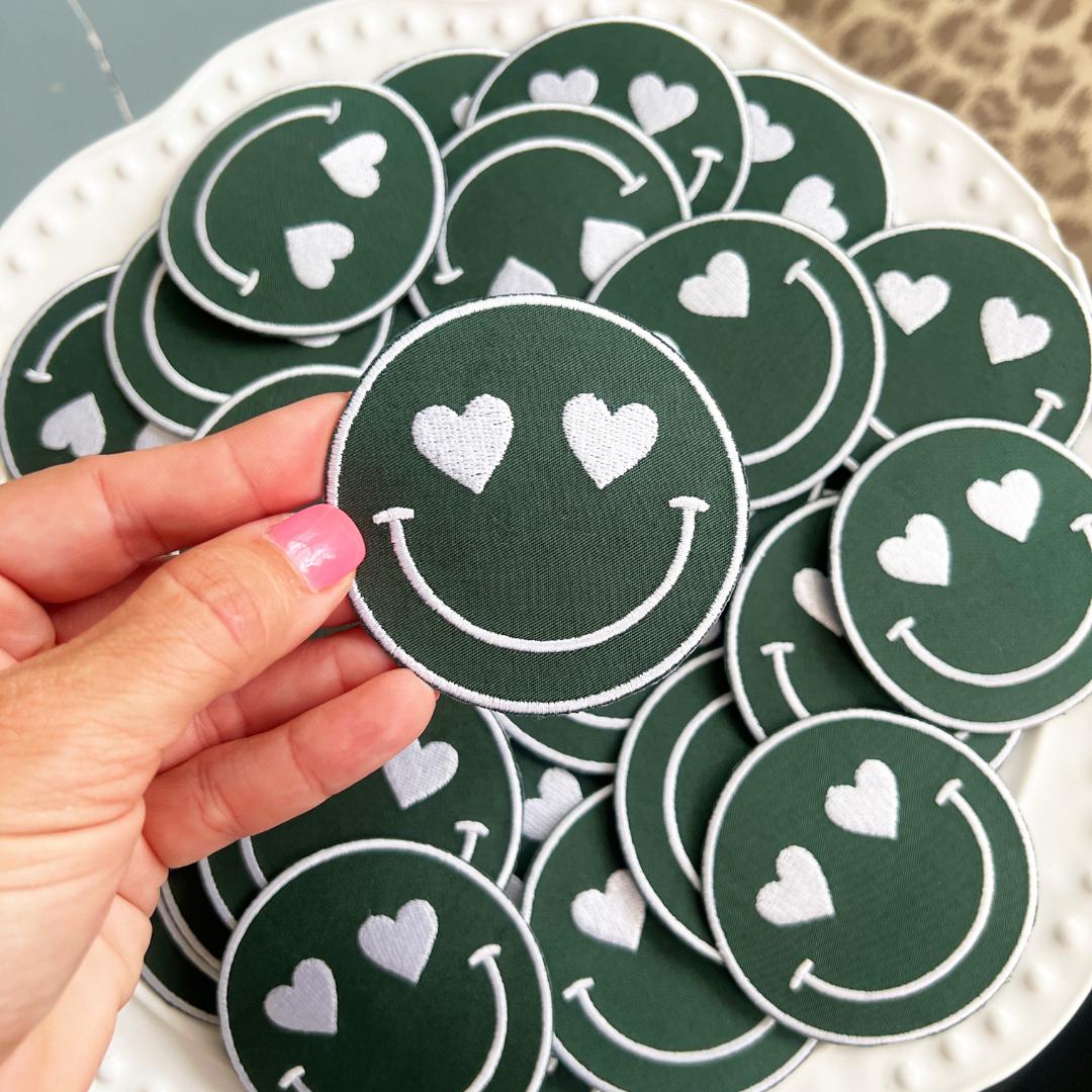 Team Color Happy Heart Patches - Forest Green (10)