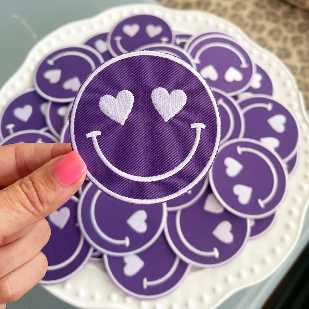 Team Color Happy Heart Patches - Purple (10)