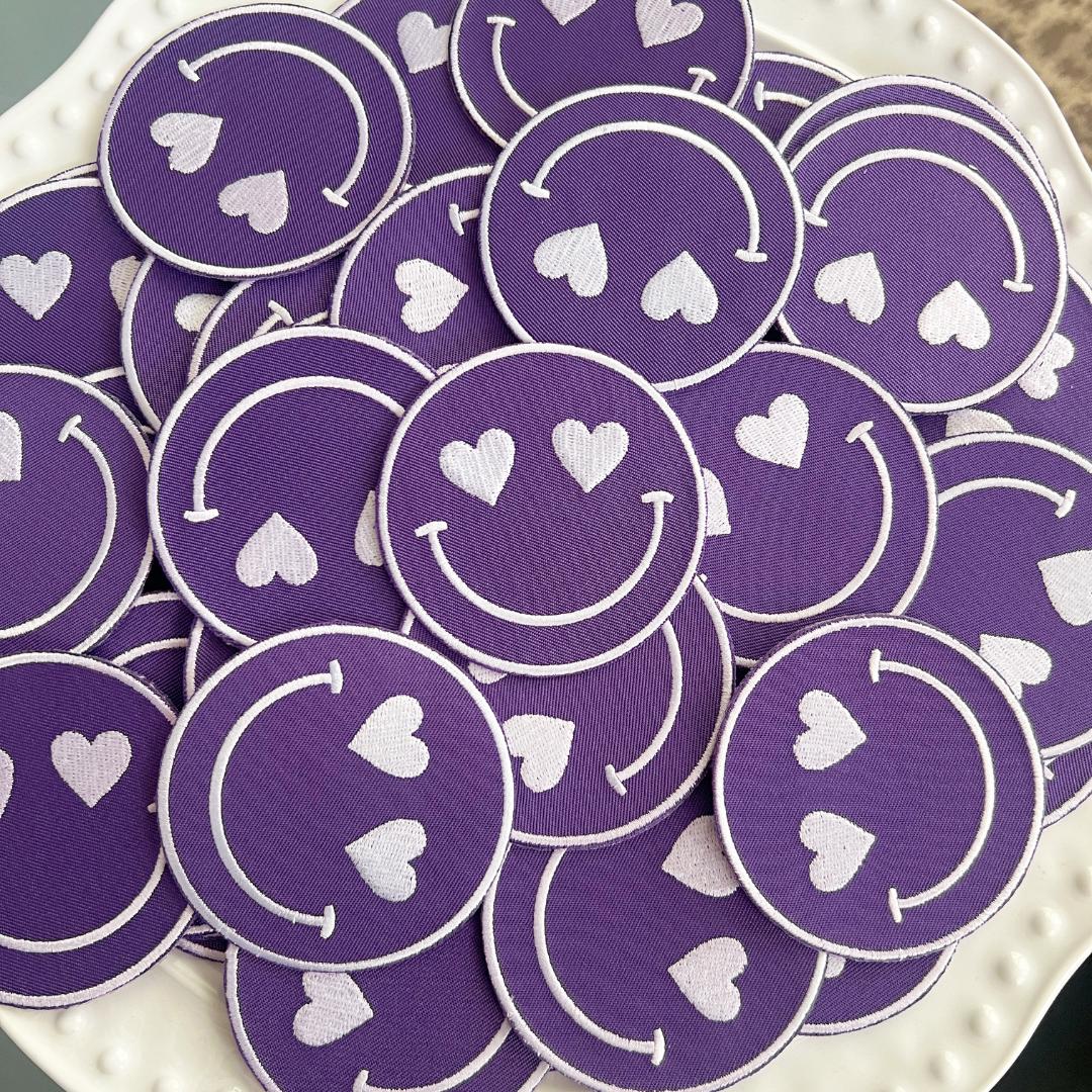 Team Color Happy Heart Patches - Purple (10)