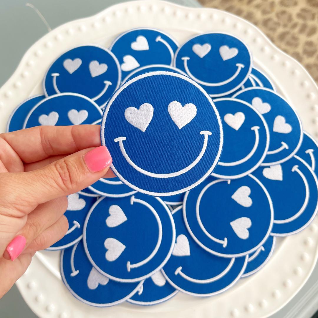 Team Color Happy Heart Patches - Royal Blue (10)