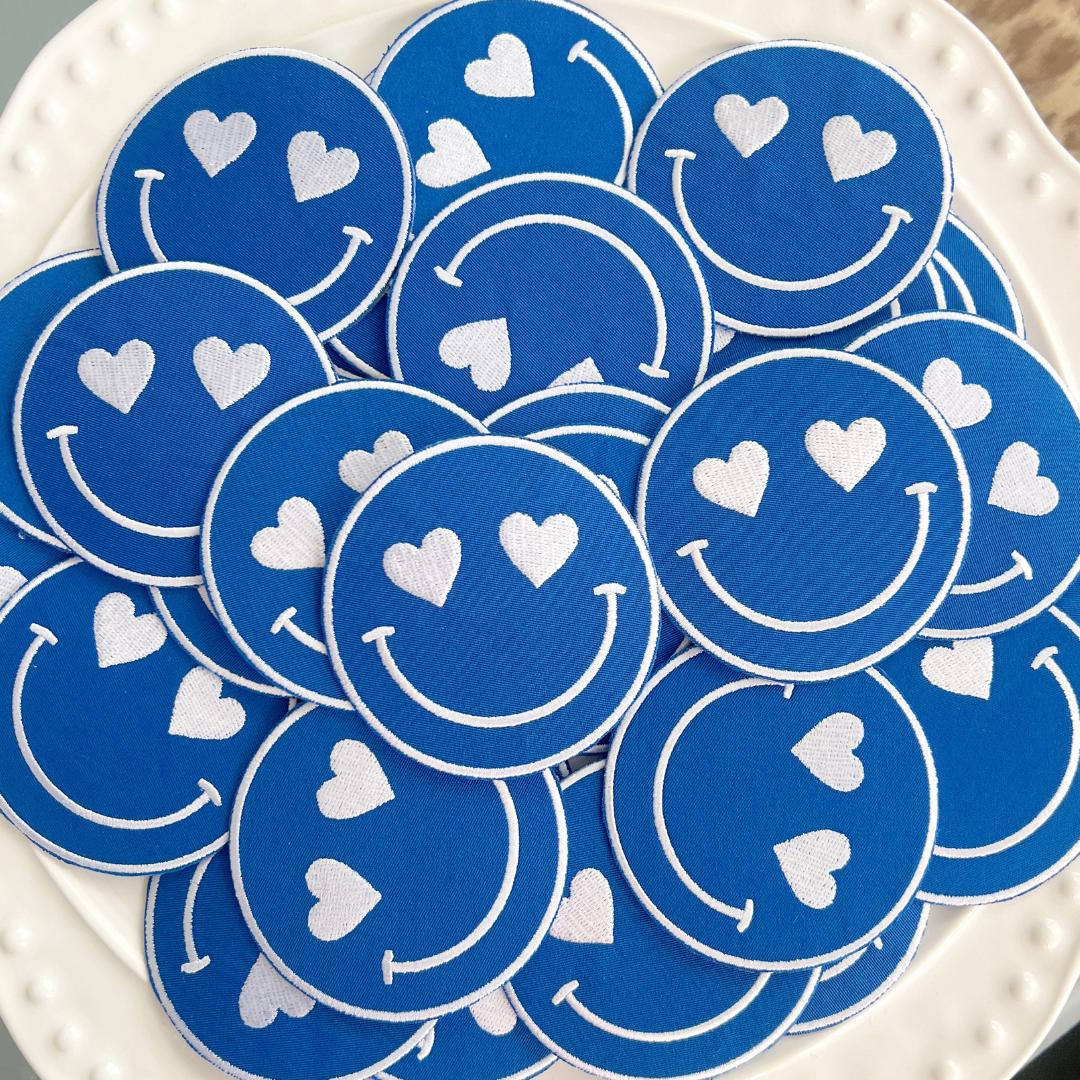 Team Color Happy Heart Patches - Royal Blue (10)