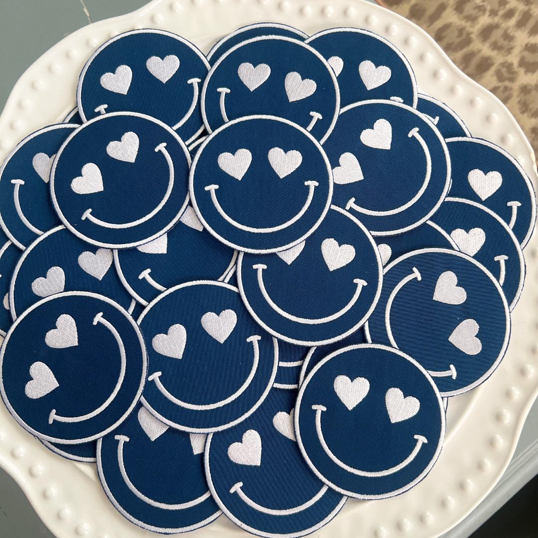 Team Color Happy Heart Patches - Navy (10)