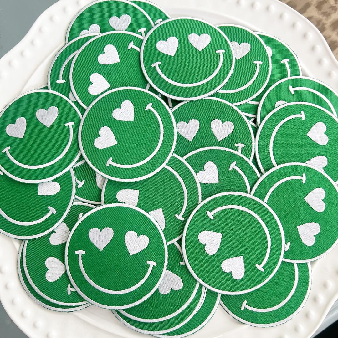 Team Color Happy Heart Patches - Green (10)