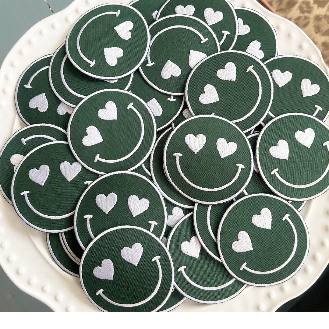 Team Color Happy Heart Patches - Forest Green (10)