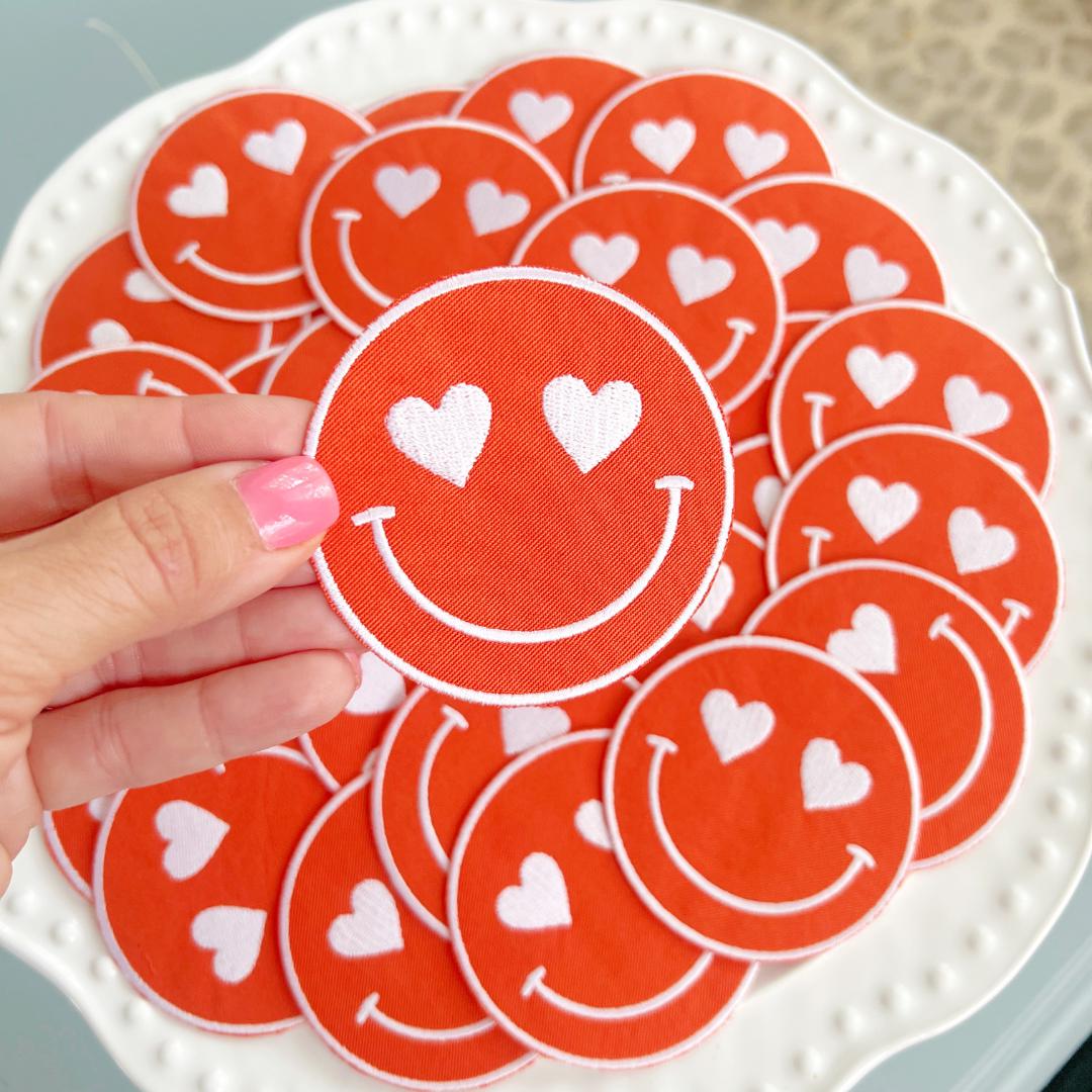 Team Color Happy Heart Patches - Orange (10)