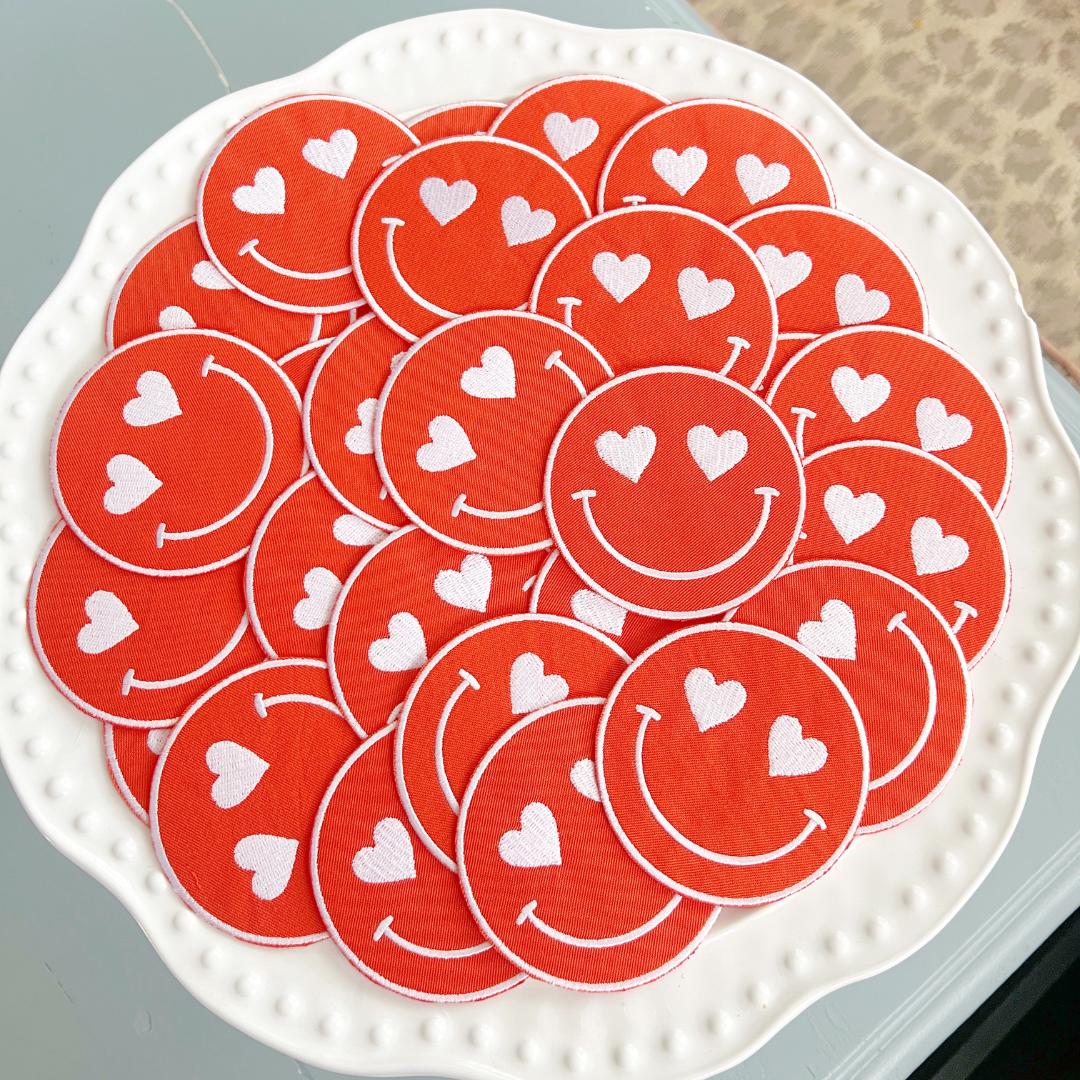 Team Color Happy Heart Patches - Orange (10)