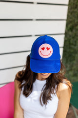 Happy Heart Trucker Hat by Confettees - Royal Blue
