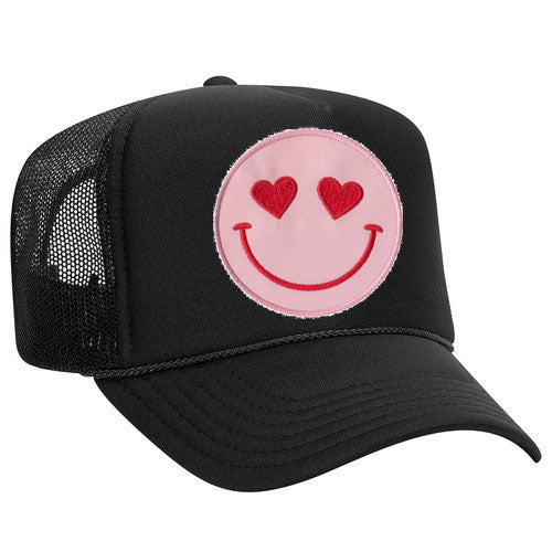 Happy Heart Trucker Hat by Confettees - Black