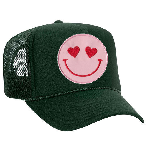 Happy Heart Trucker Hat by Confettees - Forest