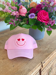 Happy Heart Trucker Hat by Confettees - Light Pink