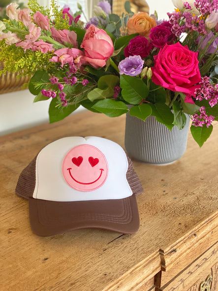 Happy Heart Trucker Hat by Confettees - Chocolate & White