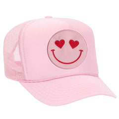 Happy Heart Trucker Hat by Confettees - Light Pink