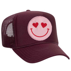 Happy Heart Trucker Hat by Confettees - Maroon