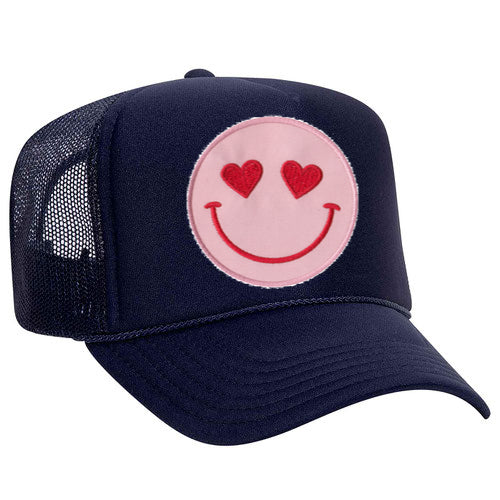 Happy Heart Trucker Hat by Confettees - Navy