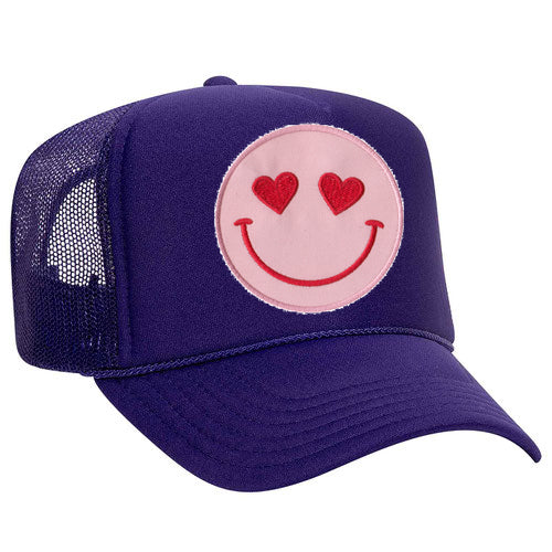 Happy Heart Trucker Hat by Confettees - Purple