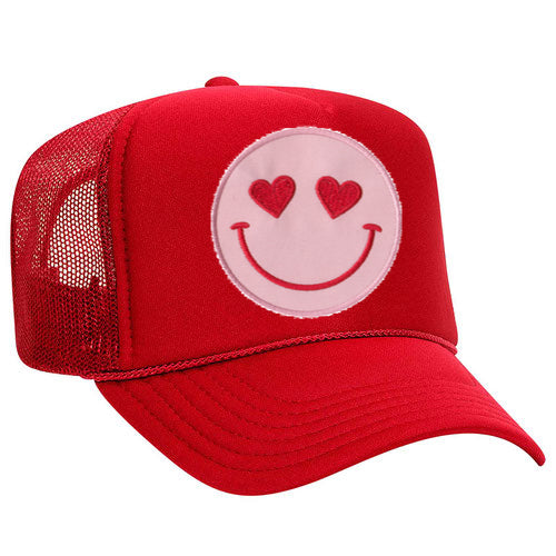 Happy Heart Trucker Hat by Confettees - Red