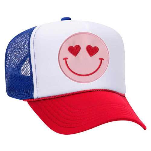 Happy Heart Trucker Hat by Confettees - Red White & Blue