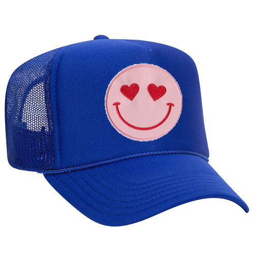 Happy Heart Trucker Hat by Confettees - Royal Blue