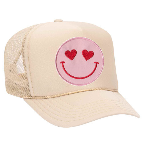 Happy Heart Trucker Hat by Confettees - Sand