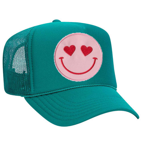 Happy Heart Trucker Hat by Confettees - Jade